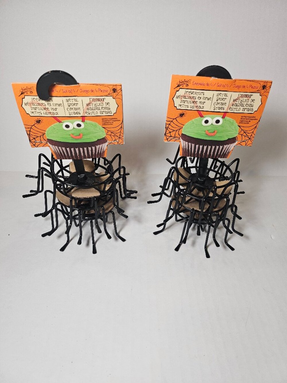 Festival Two Packs Metal Wire Spider Cupcake Stands Black Set Of Eight Total